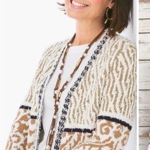 CHICOS Pattern Mix Audrey Cardigan Sweater sz 1 (8)